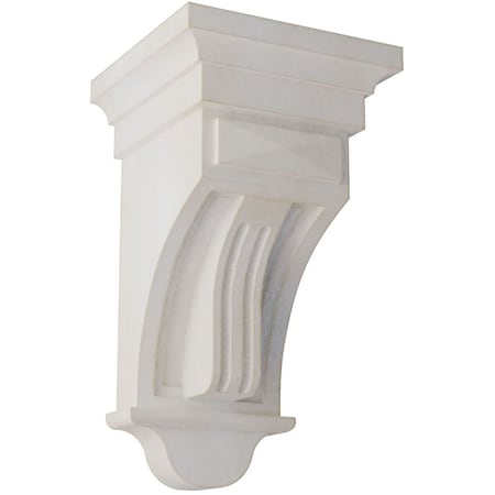 Ekena Millwork 5 1/2"W x 5 1/2"D x 10"H Raised Fluting Wood Vintage Decor Corbel, Chalk Dust White CORWD05X05X10RAWH
